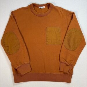 Uniqlo JW Anderson Crew Neck Sweatshirt Mens S Brown Elbow Patches Pocket Cotton